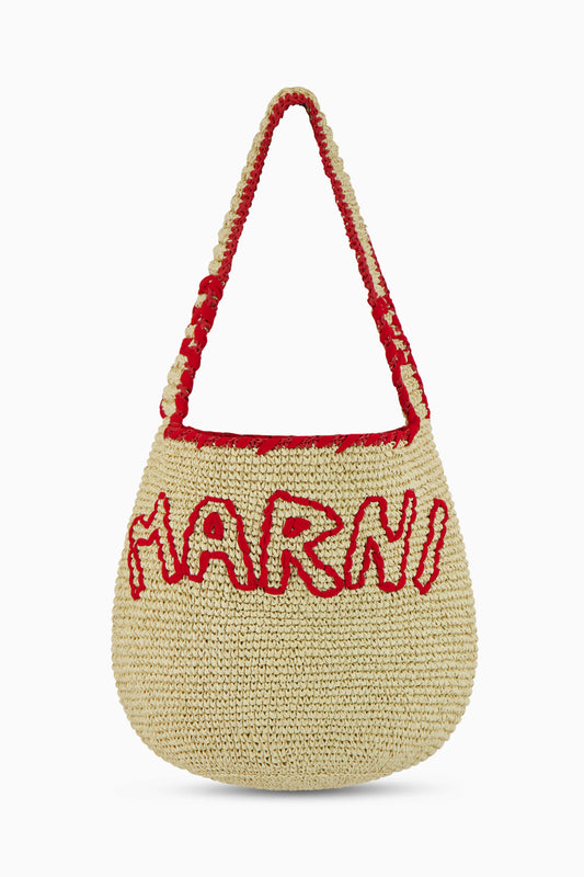 Logo Straw Shopping Bag