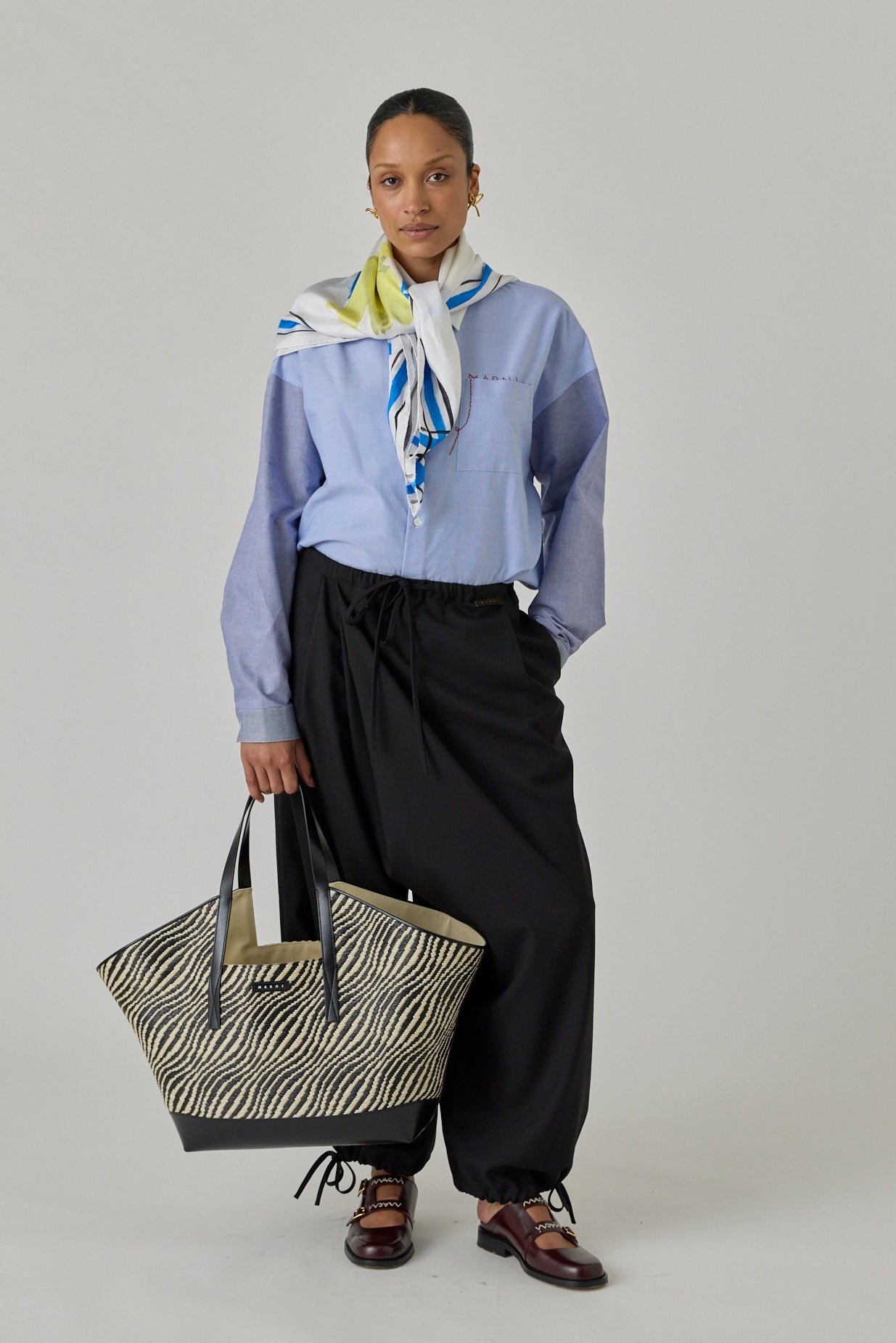 Azure Bloom Silk Twill Foulard