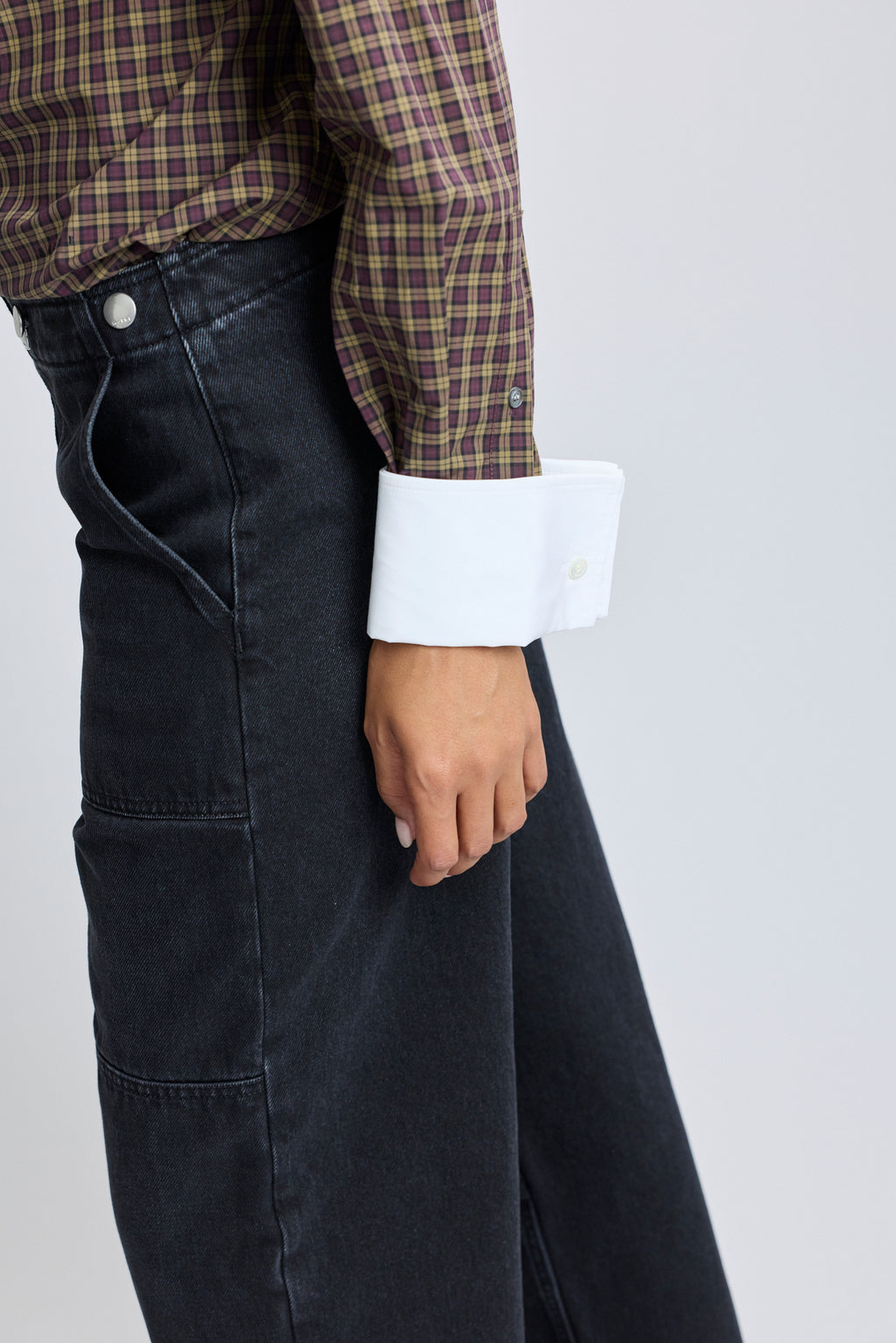 Check Poplin Shirt w/ Neck-Tie