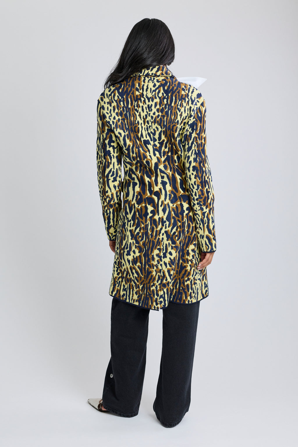 Leopard Jacquard Virgin Wool Coat