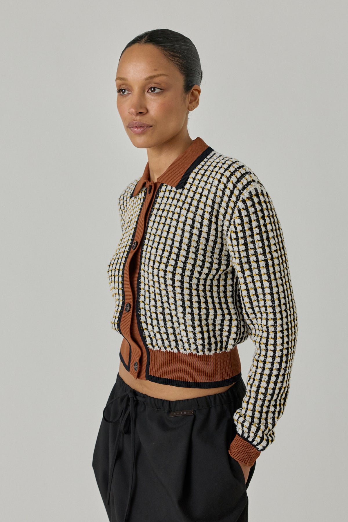 Cardigan with Polo Neck