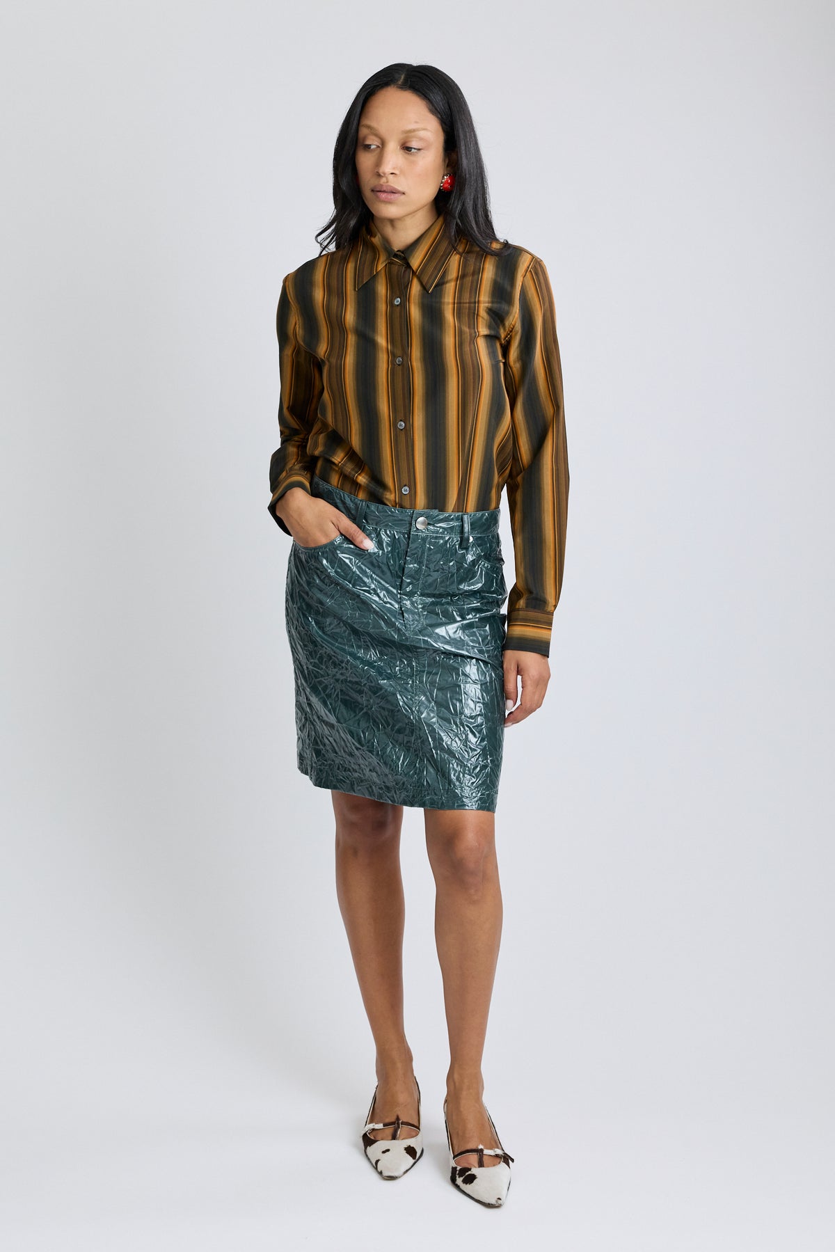 Coated Crinkle Skirt