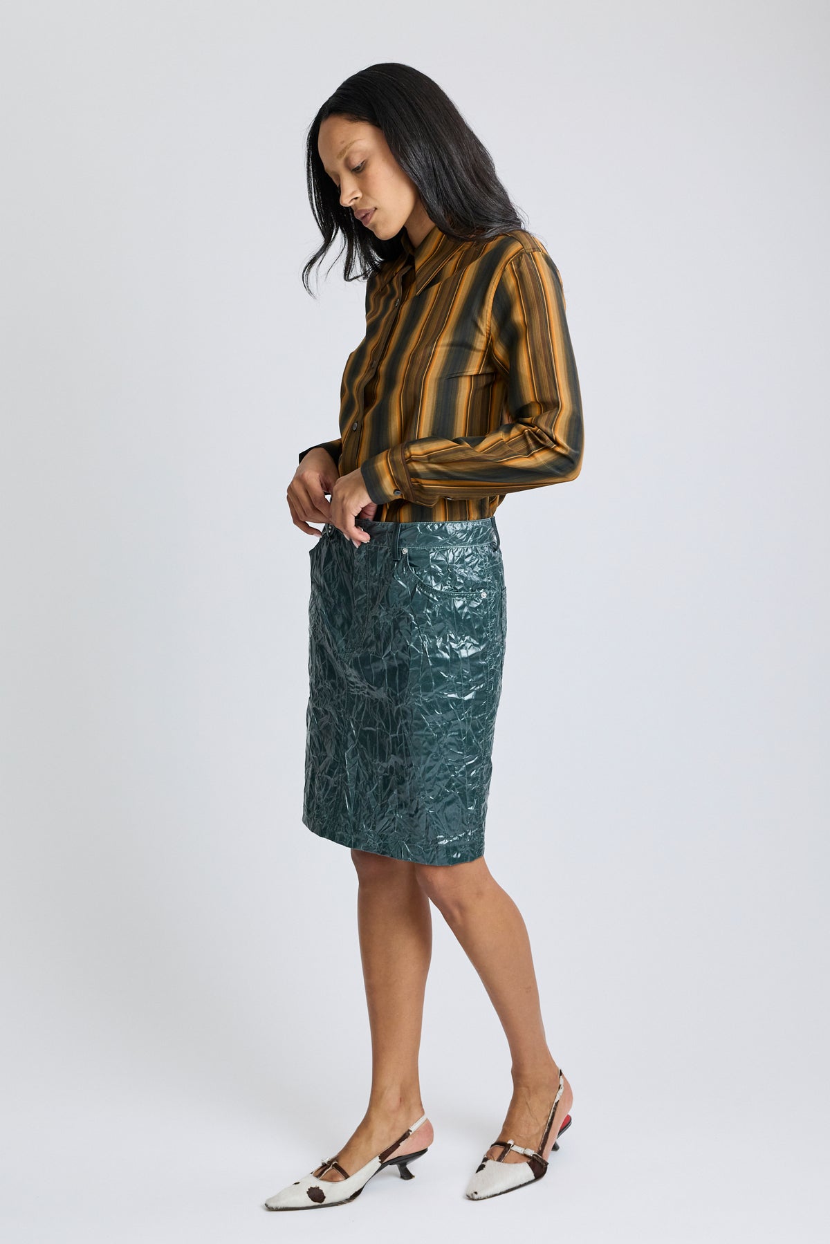 Coated Crinkle Skirt