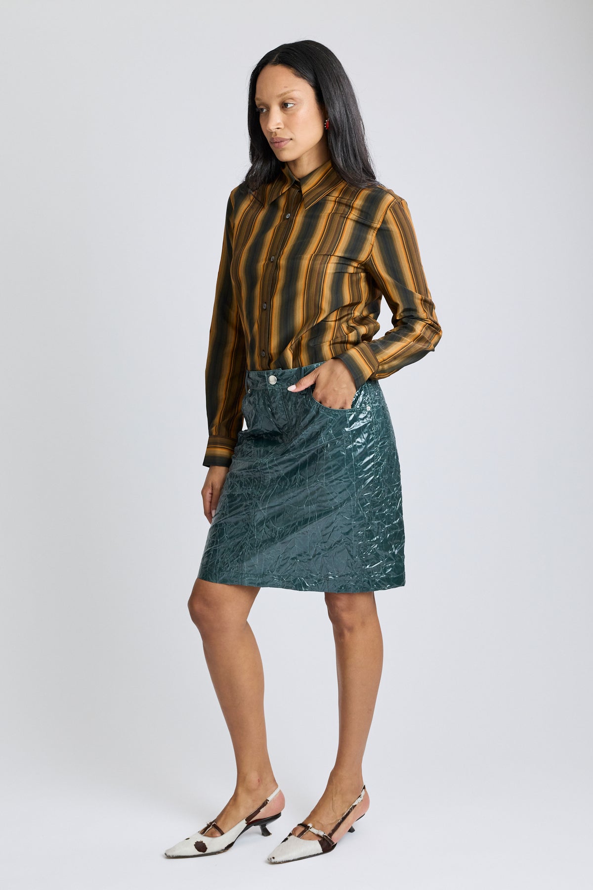 Coated Crinkle Skirt