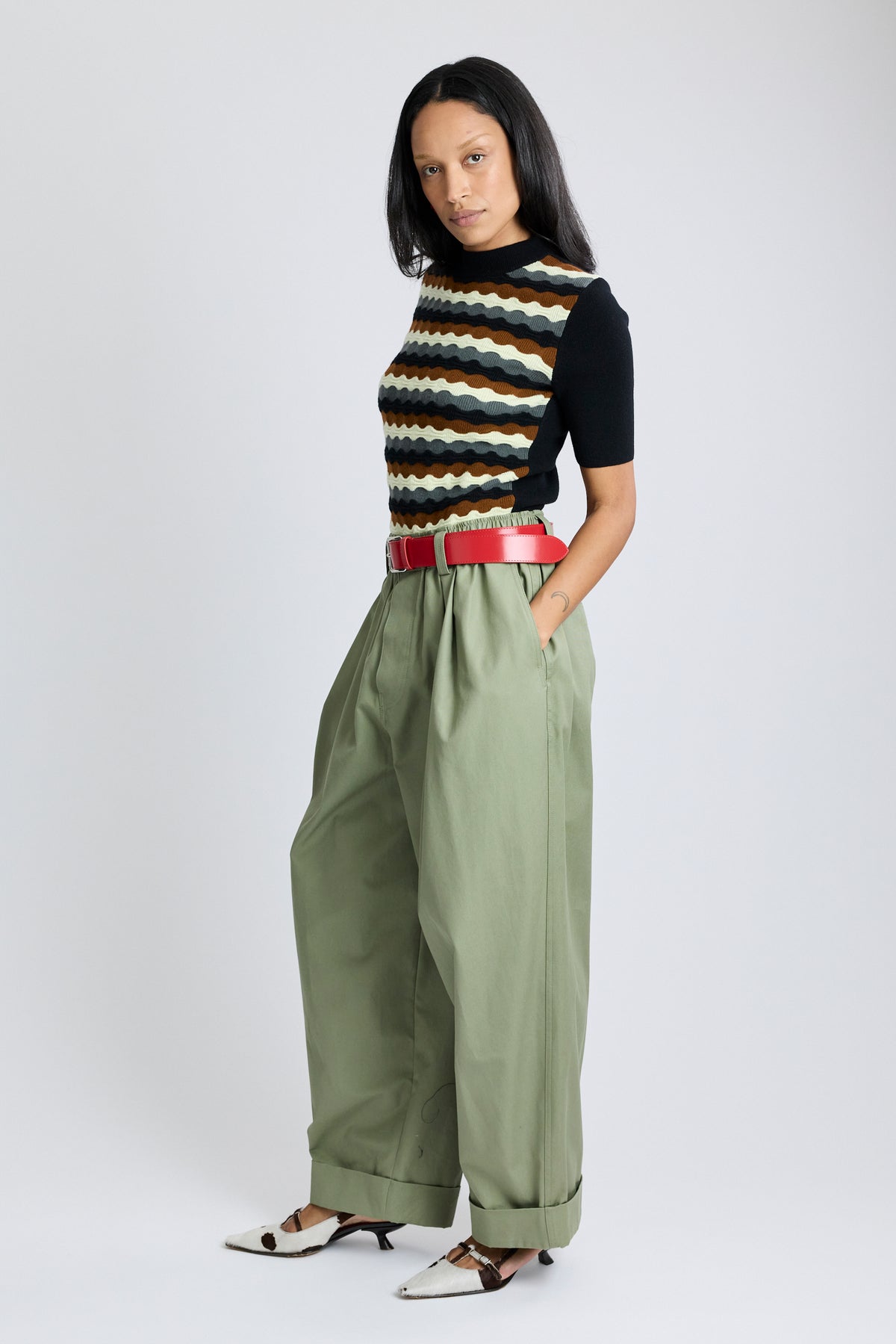 Pleated Canvas Trousers