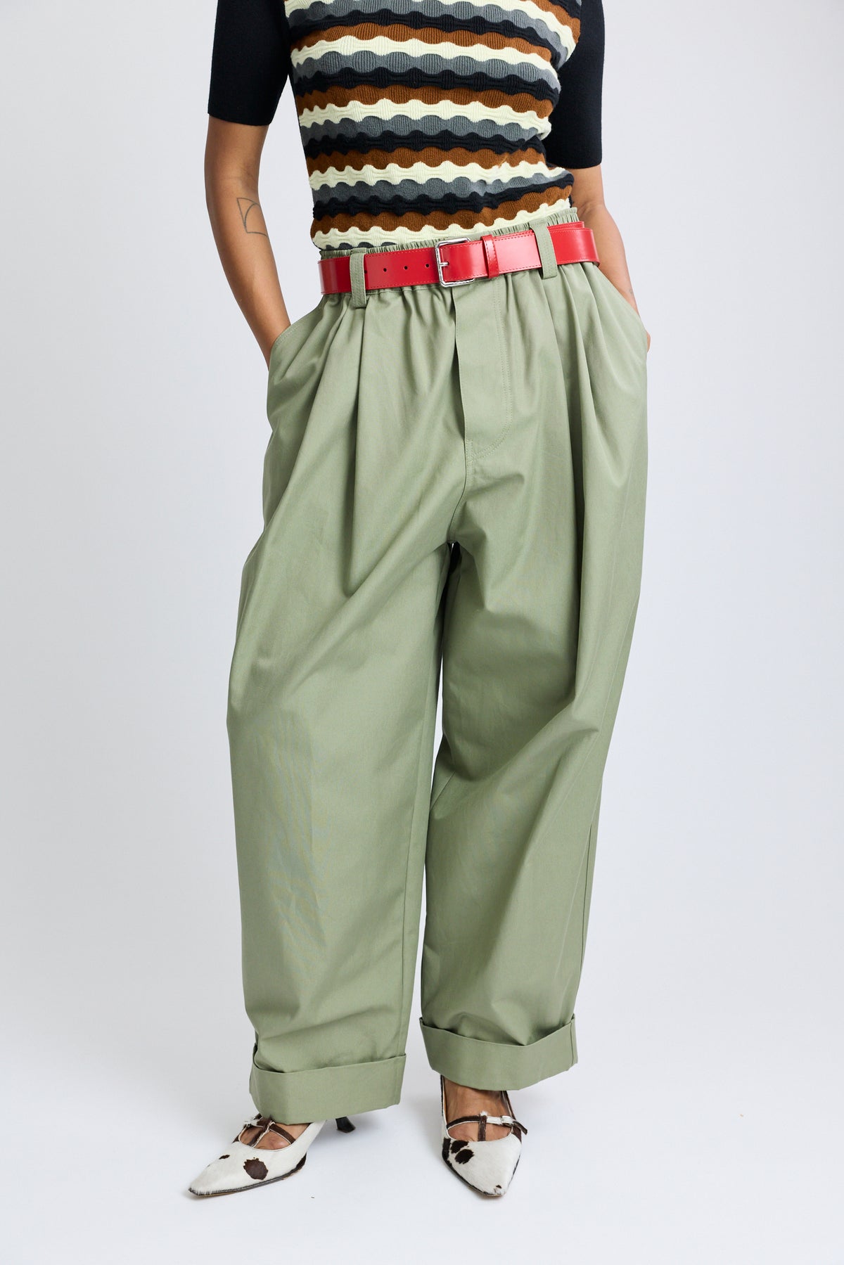 Pleated Canvas Trousers