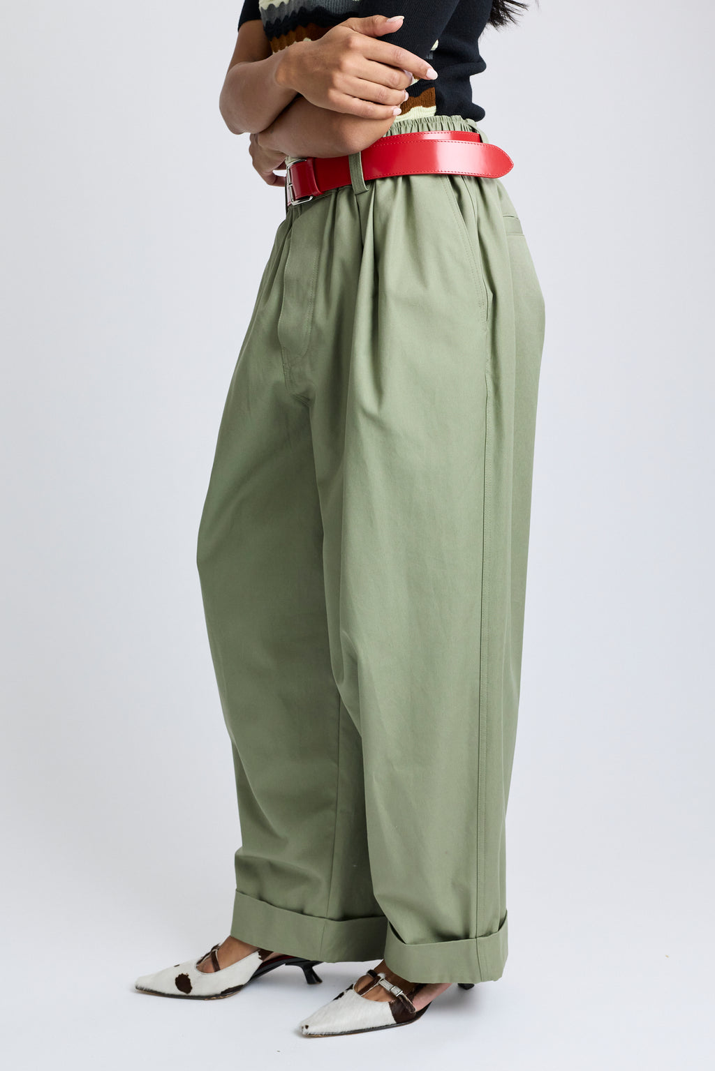 Pleated Canvas Trousers
