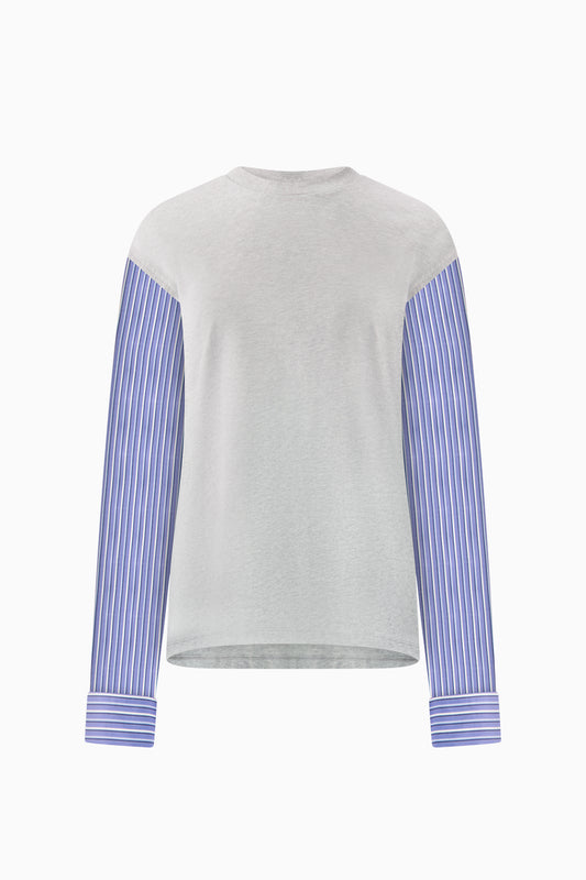 T-Shirt with Shirting Sleeves - Grey