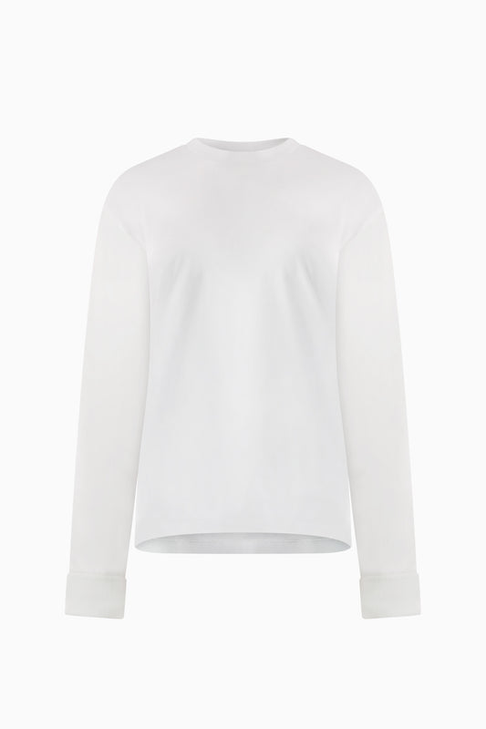 T-Shirt with Shirting Sleeves - White