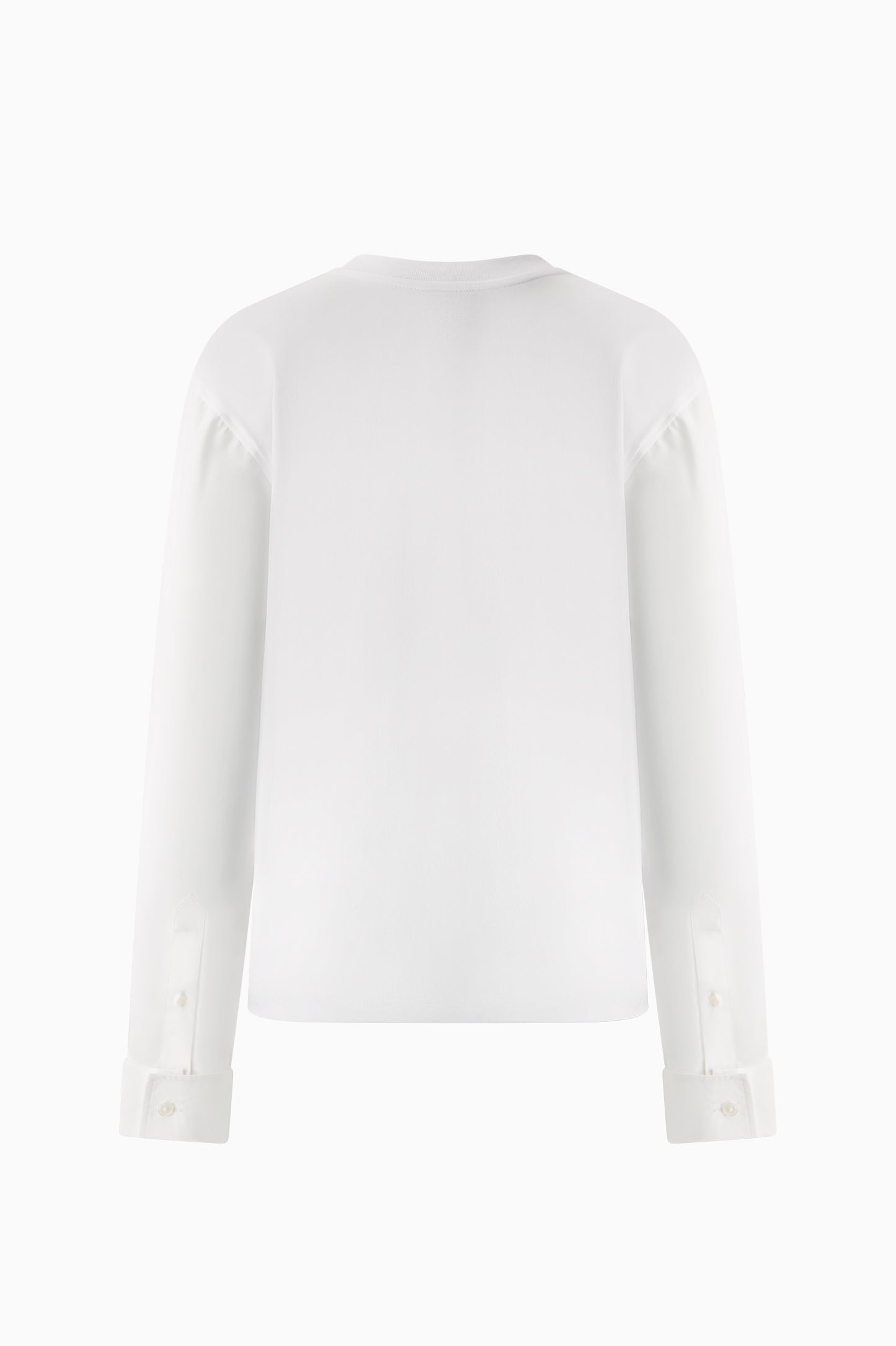 T-Shirt with Shirting Sleeves - White