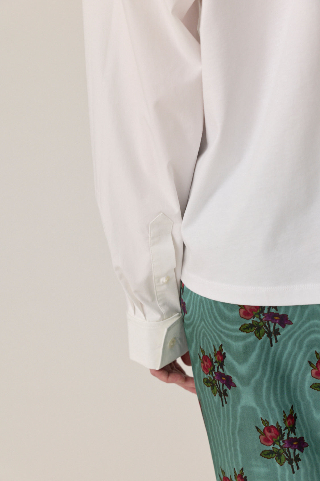 T-Shirt with Shirting Sleeves - White