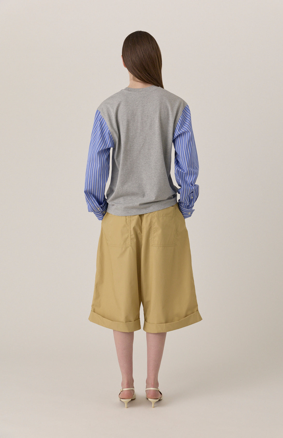 T-Shirt with Shirting Sleeves - Grey