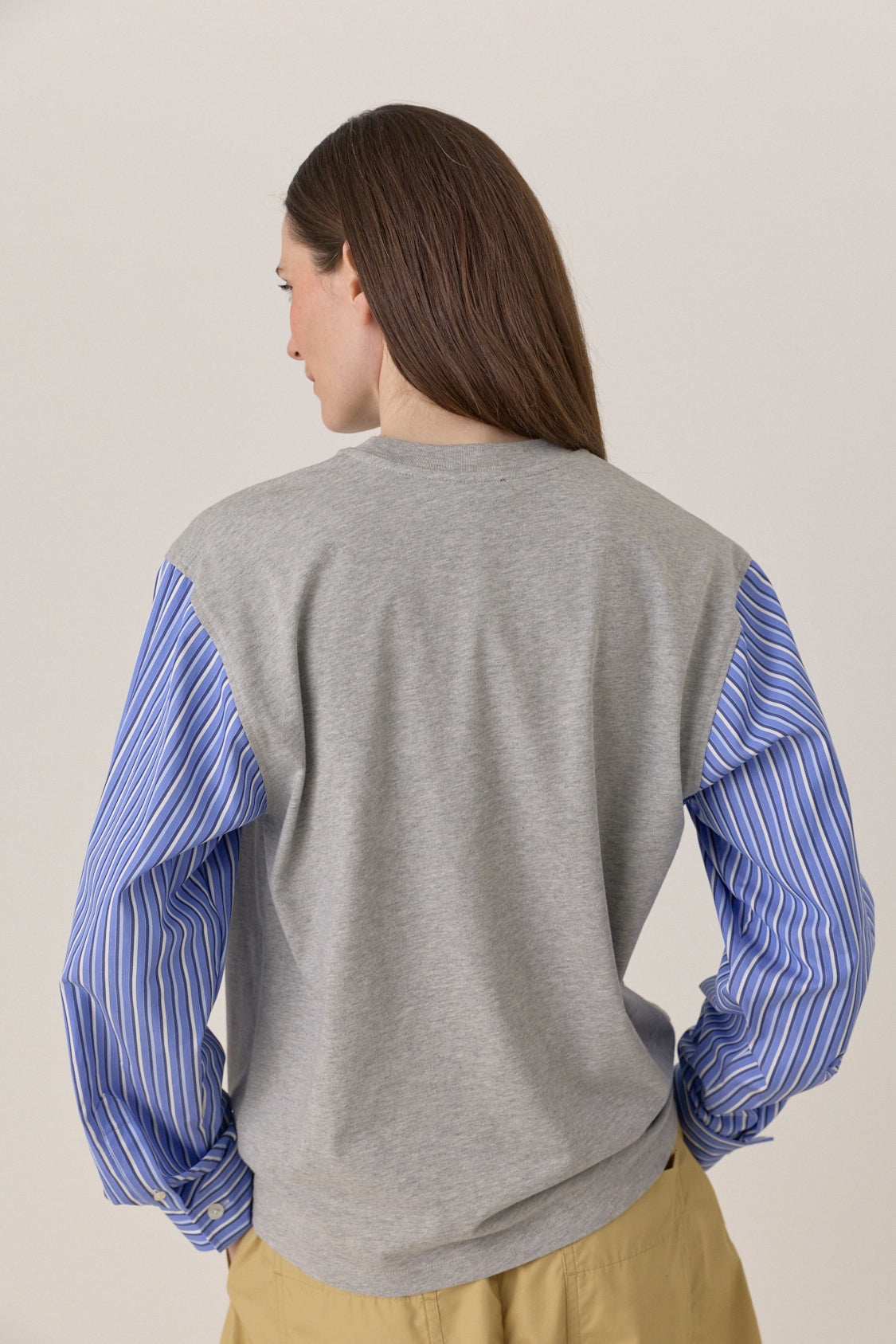 T-Shirt with Shirting Sleeves - Grey