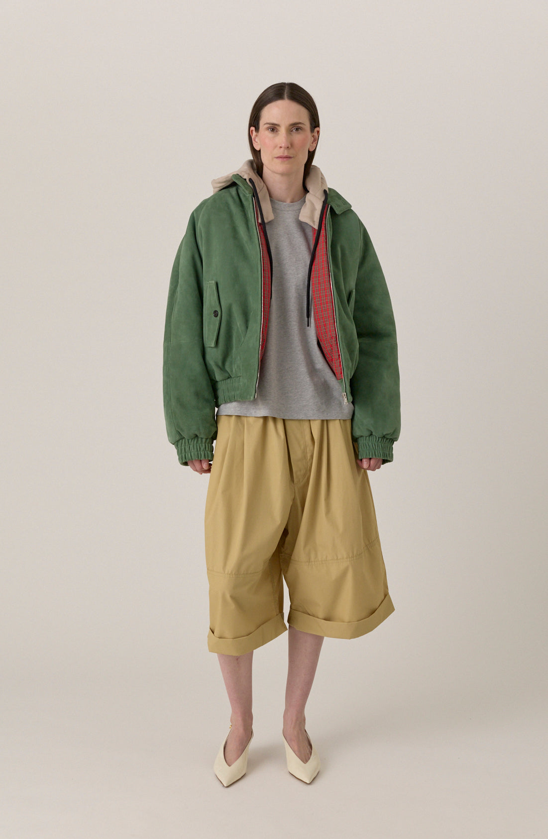 Bomber with Detachable Hood - Green