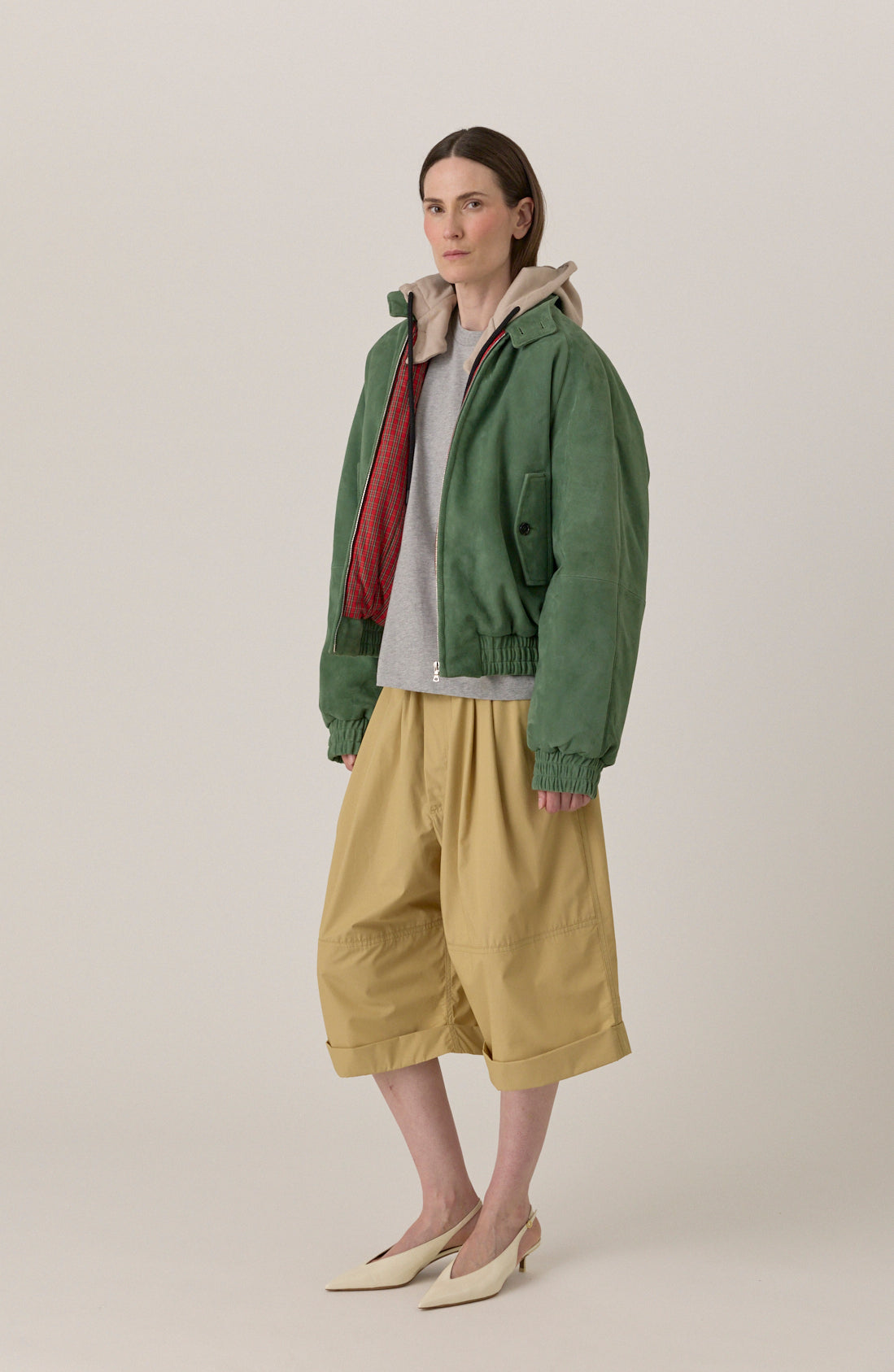 Bomber with Detachable Hood - Green