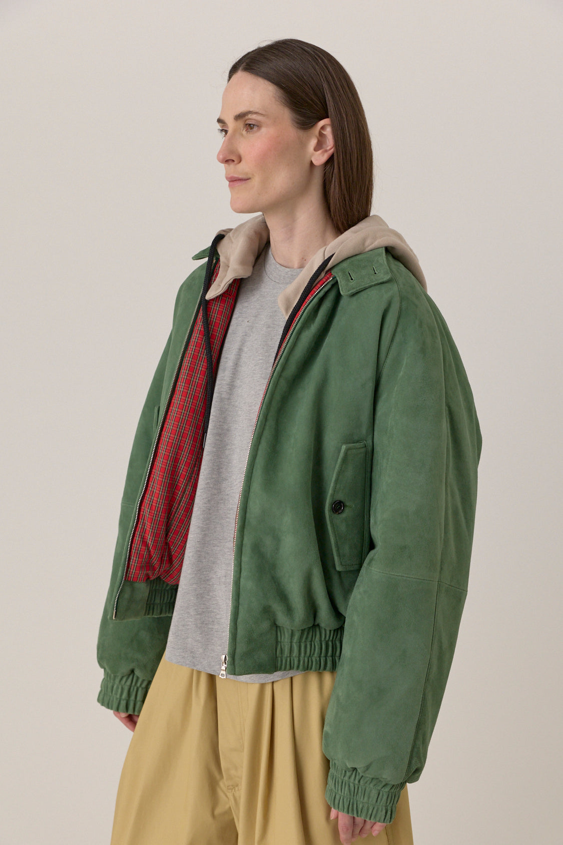 Bomber with Detachable Hood - Green