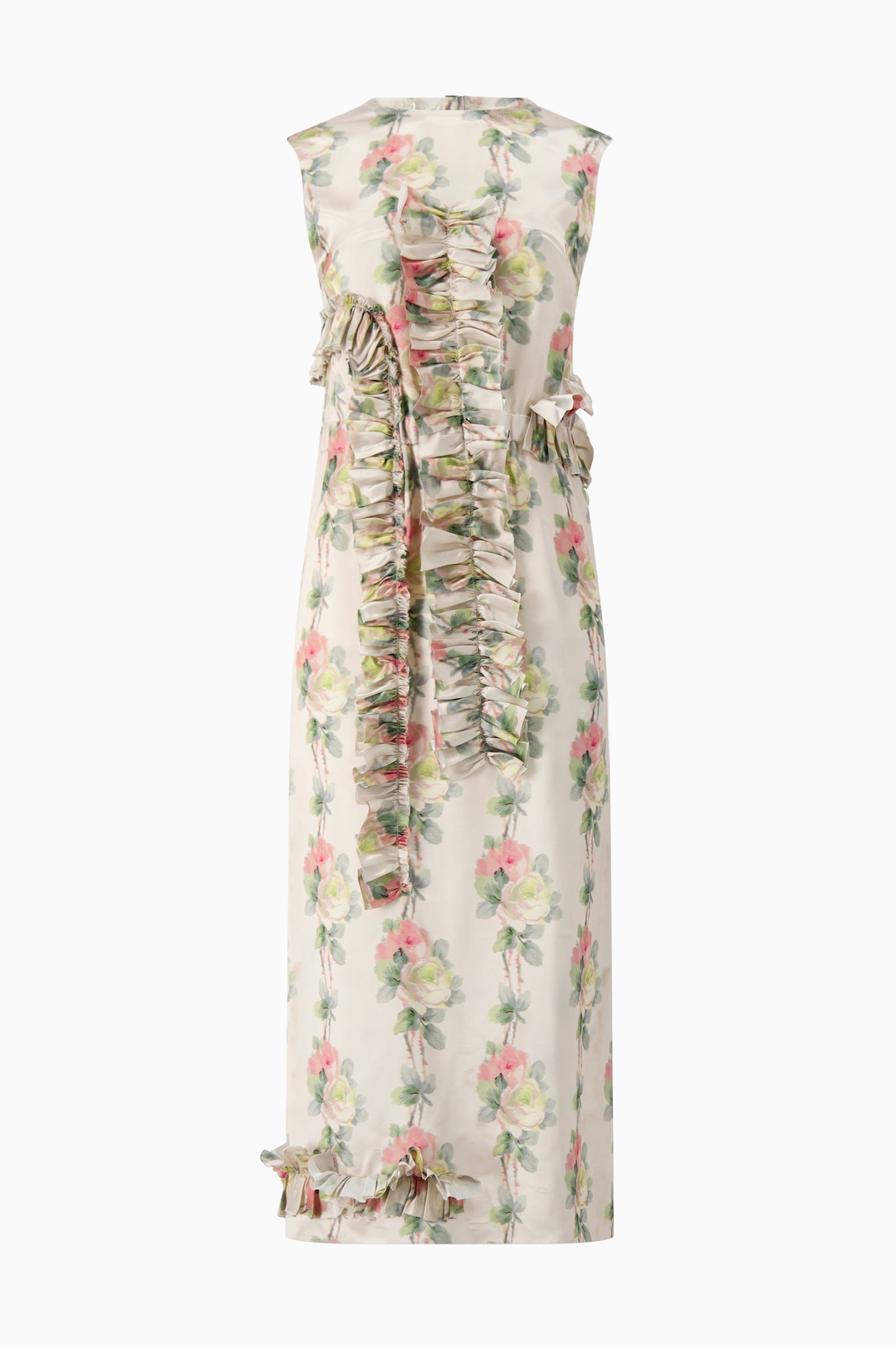 Long Shift Dress with Elastic Waist and Ruffles