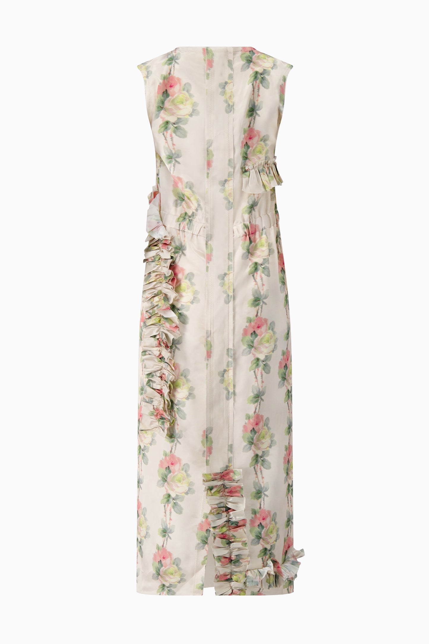 Long Shift Dress with Elastic Waist and Ruffles