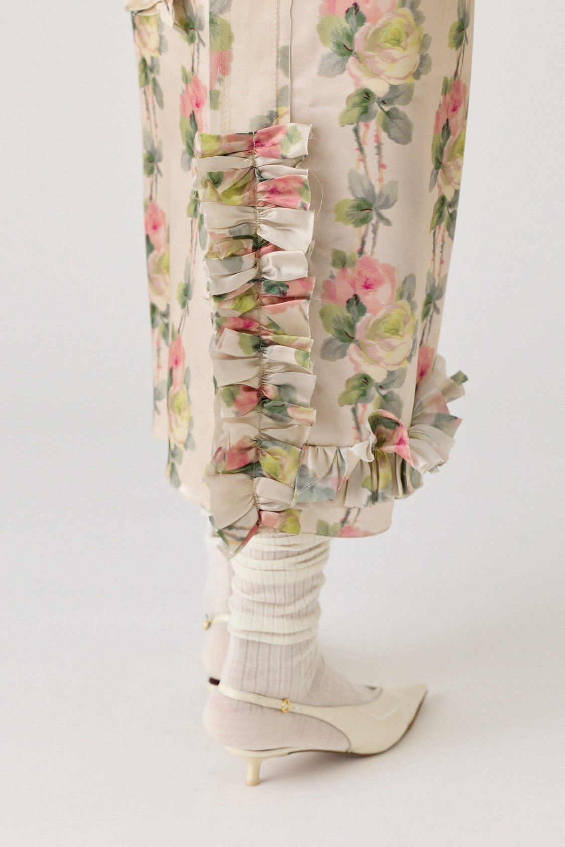 Long Shift Dress with Elastic Waist and Ruffles