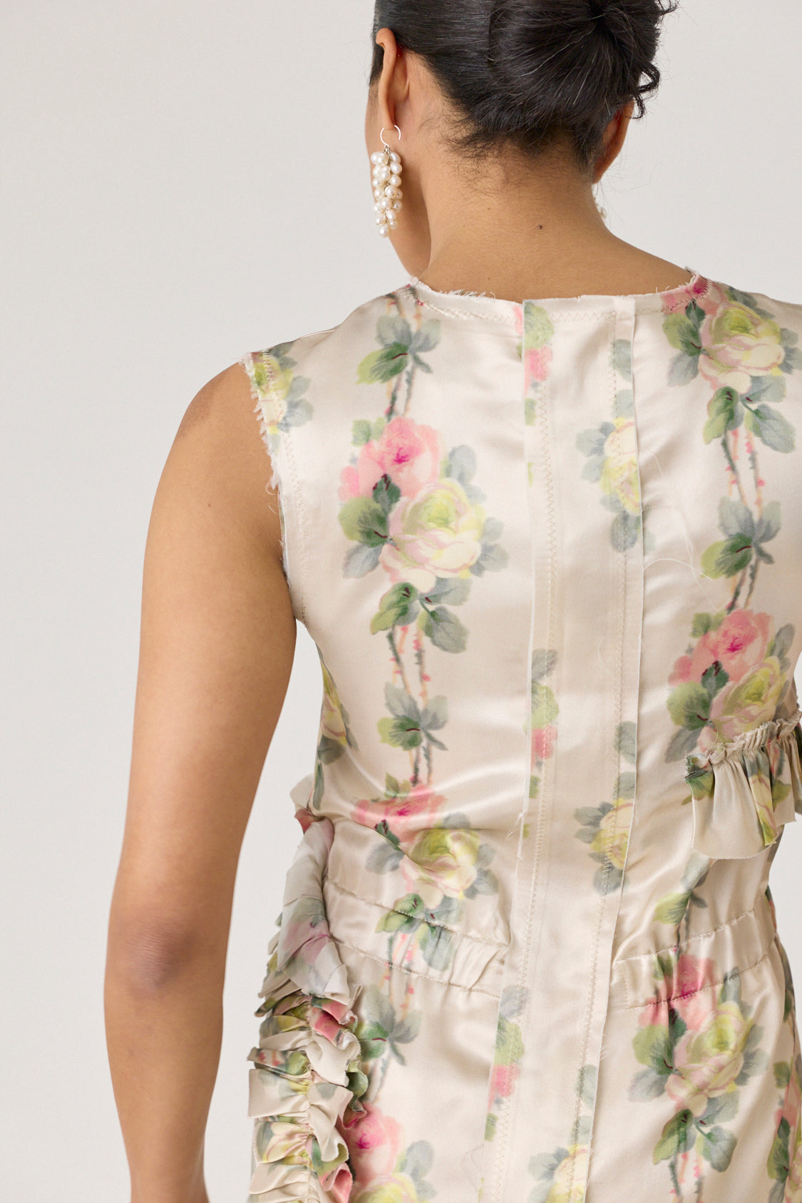 Long Shift Dress with Elastic Waist and Ruffles