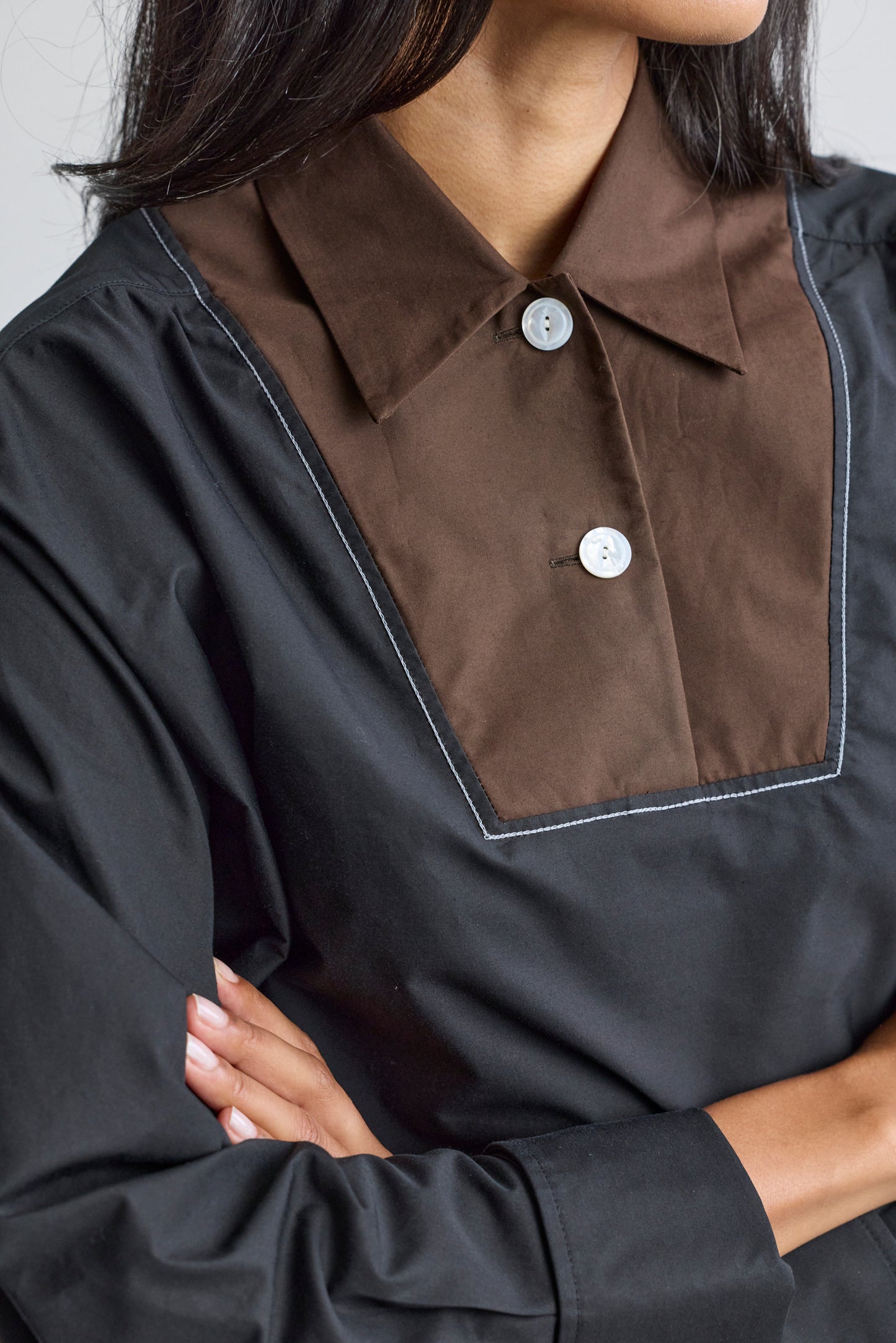 Contrast Bib Poplin Shirt