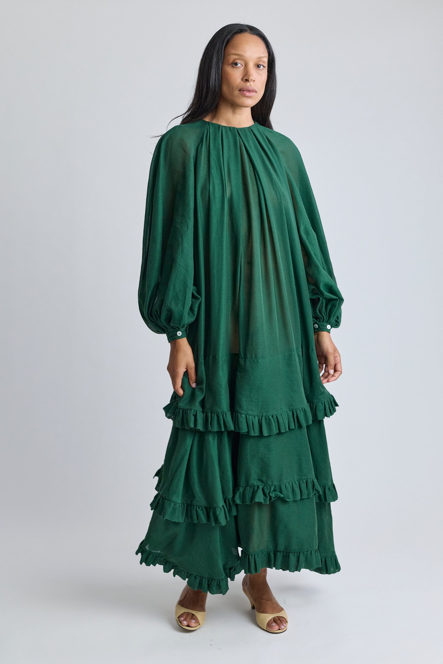 The Tiered Touareg Dress - Pine