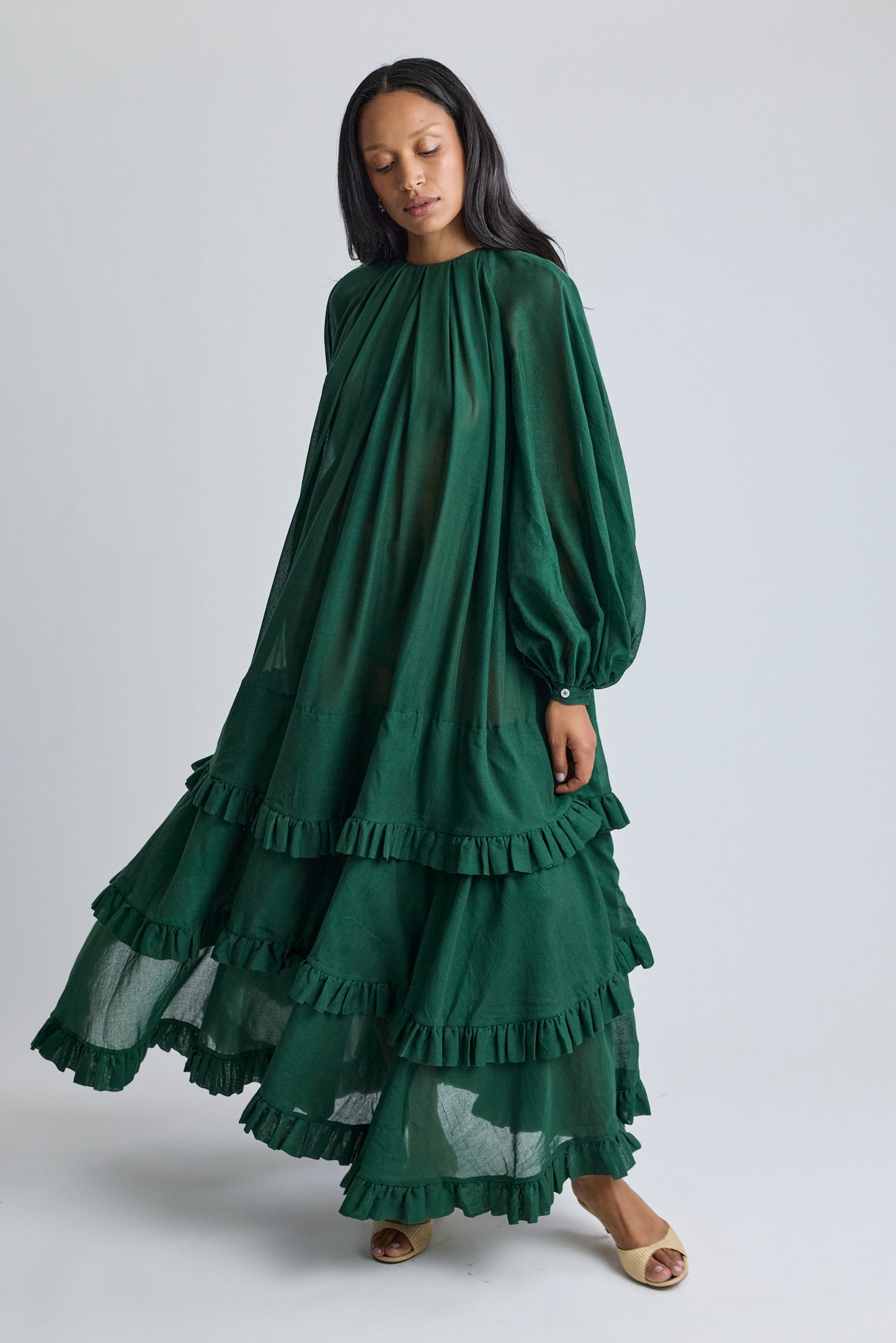 The Tiered Touareg Dress - Pine