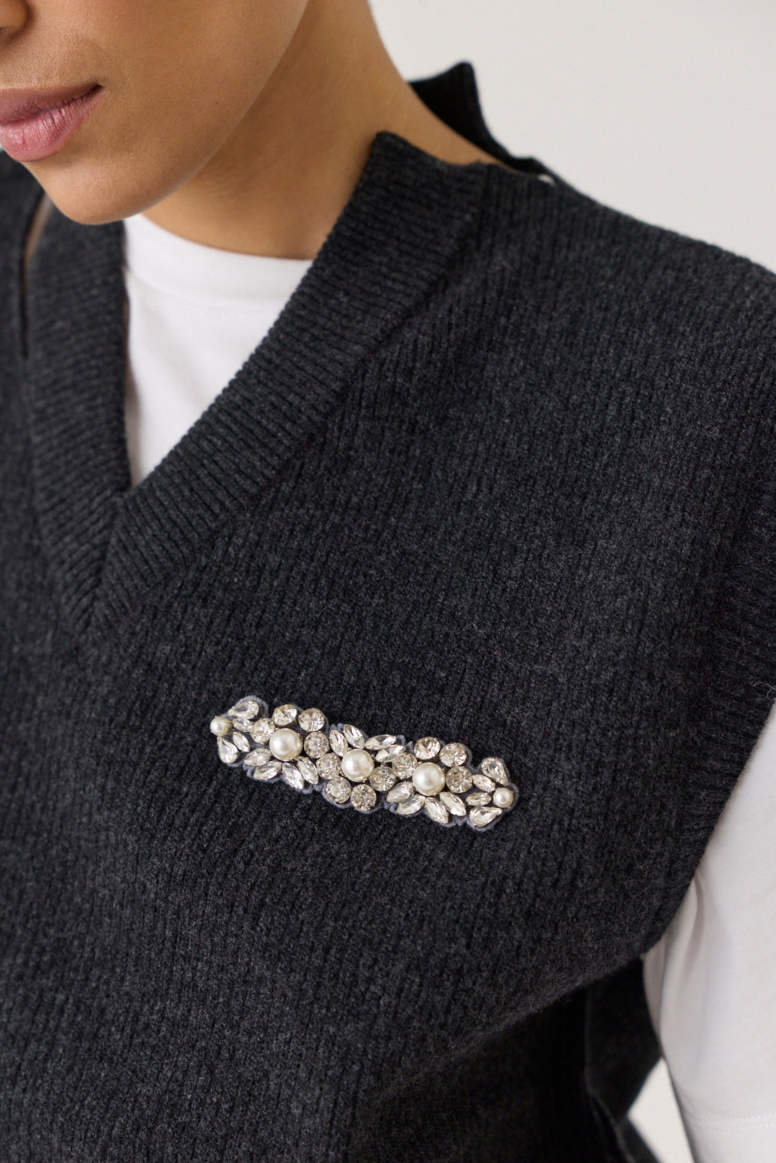 Merino Seam Bite Vest with Embellishments