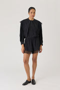 Pointed Collar Trim Shirt