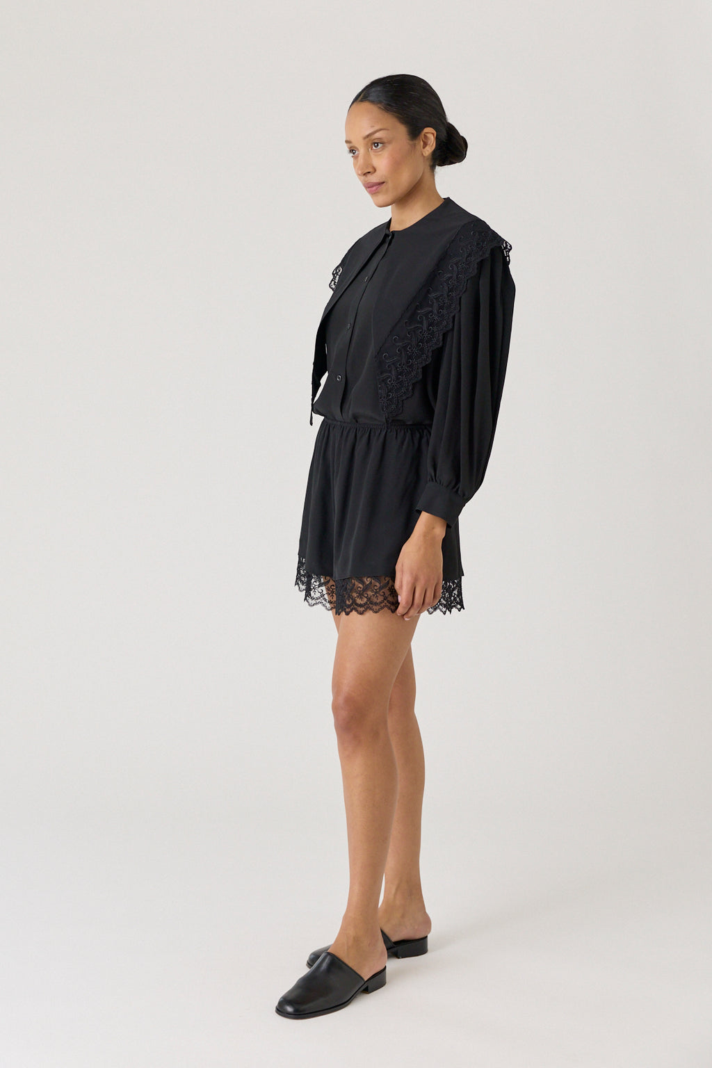 Lace Trim Negligee Shorts