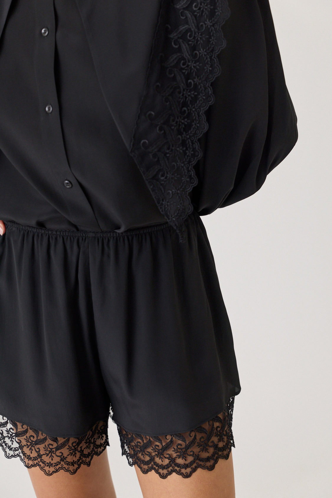 Lace Trim Negligee Shorts