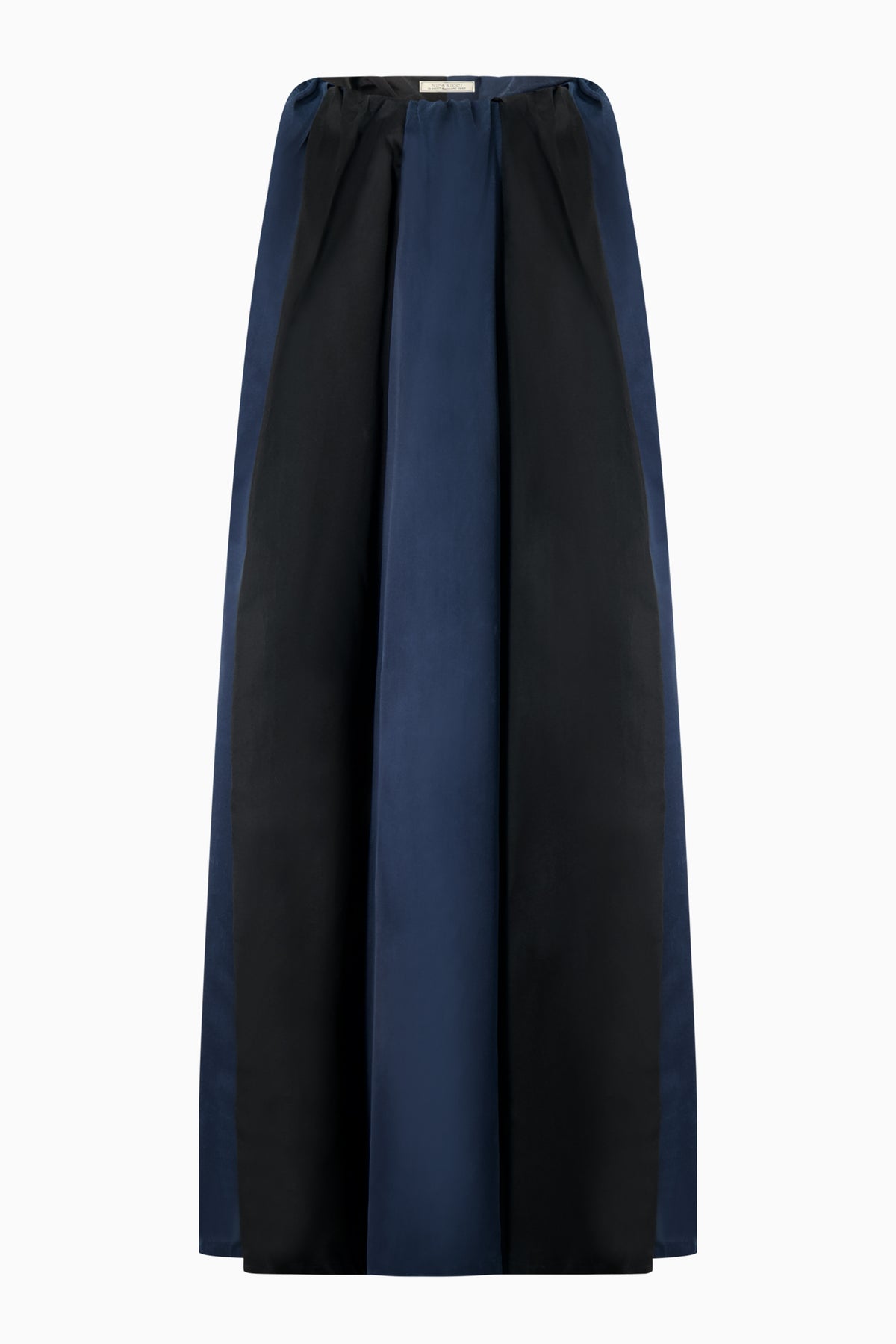 Navy blue pleated skirt on a white background