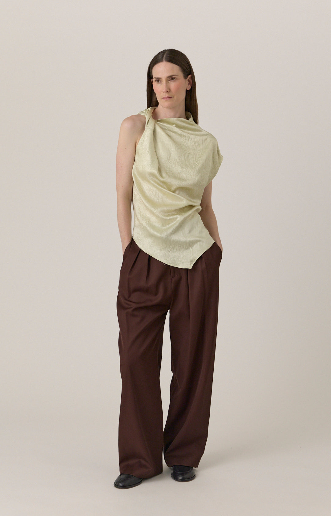 Wide Leg Pleated Trousers