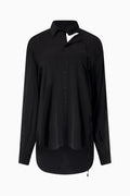 Oversized Satin Cut-Out Shirt