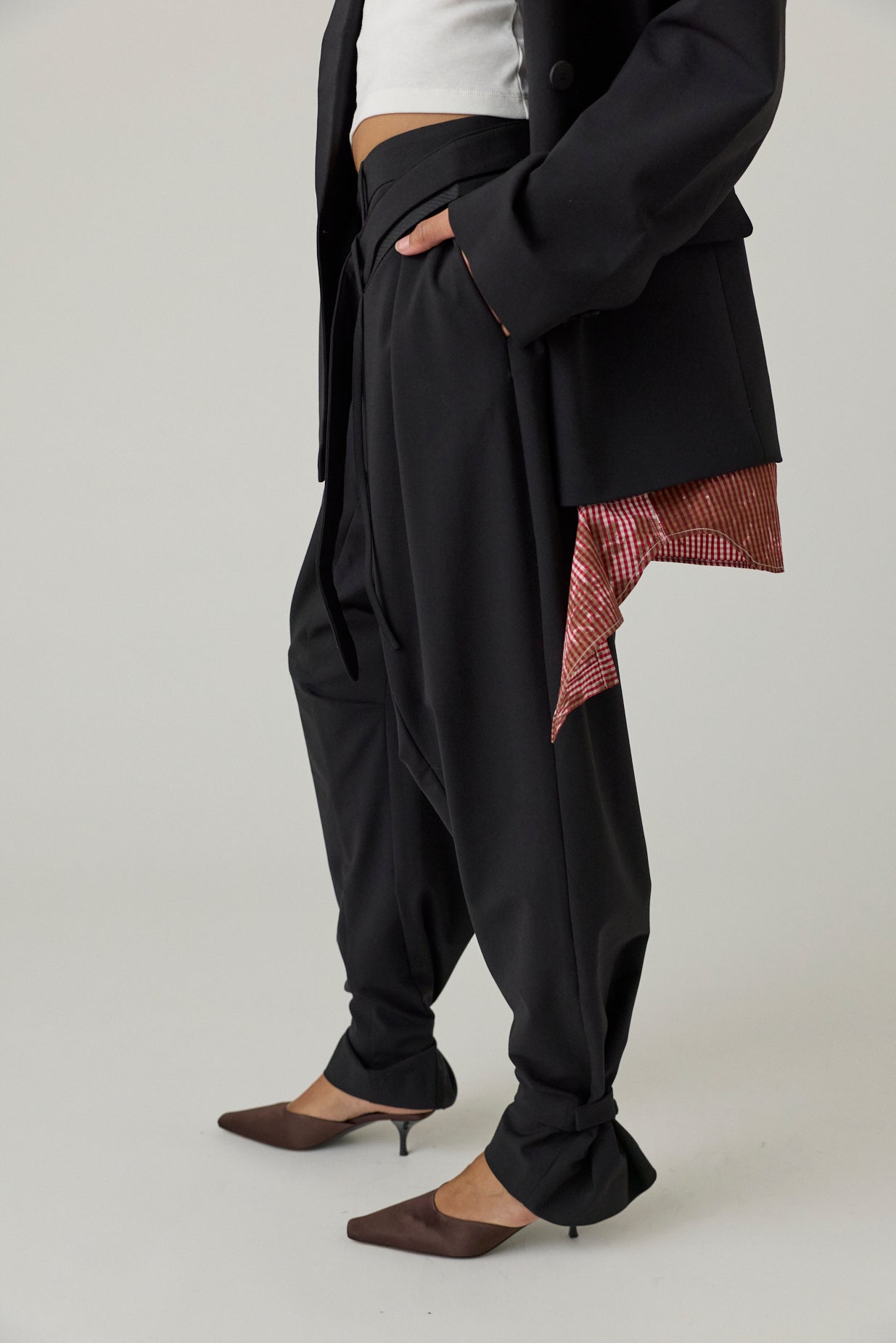 Strapped Baggy Suit Pants
