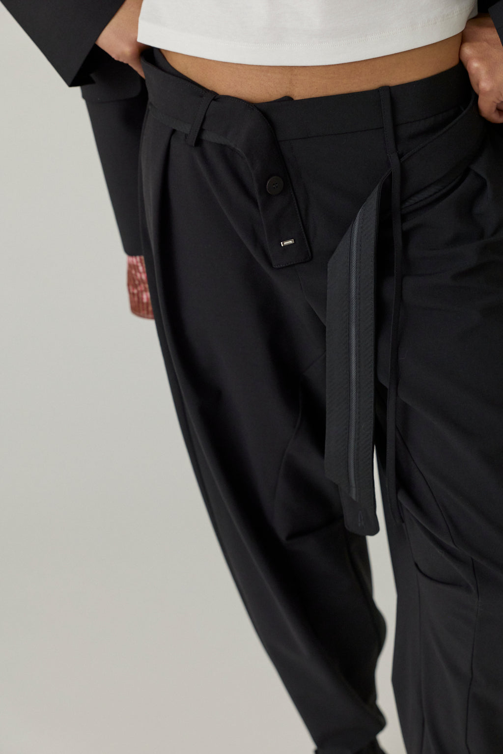 Strapped Baggy Suit Pants