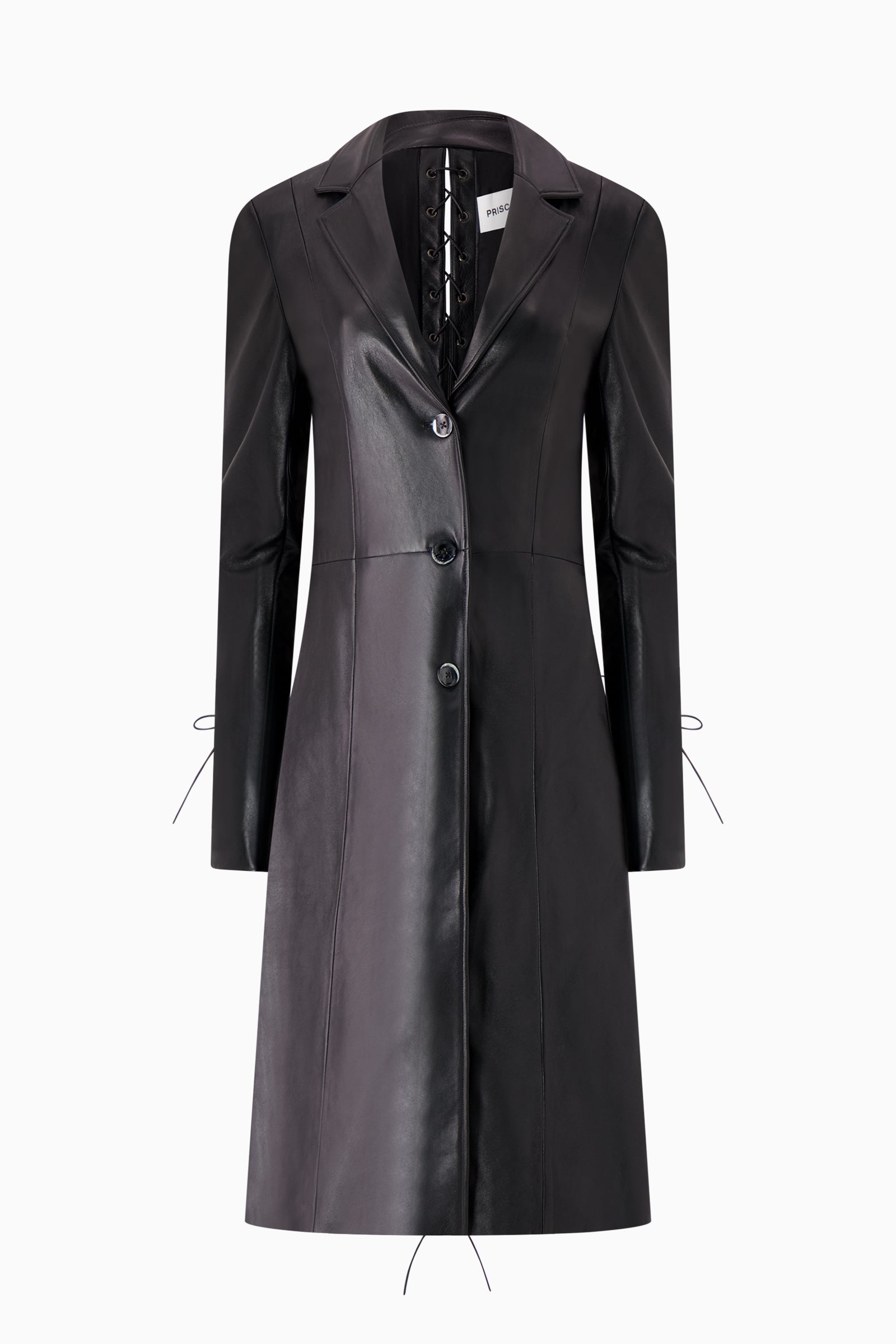Leather Lace-Up Coat