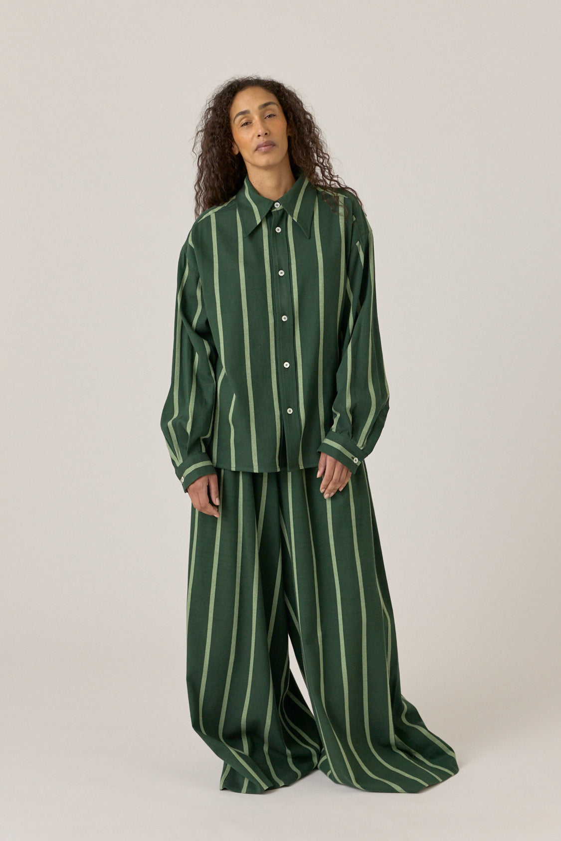 The Wide Leg Pant - Pine Wasabi