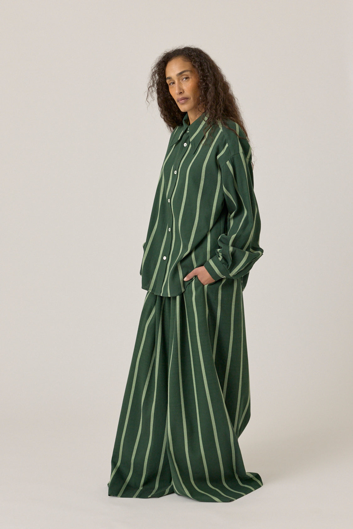 The Wide Leg Pant - Pine Wasabi