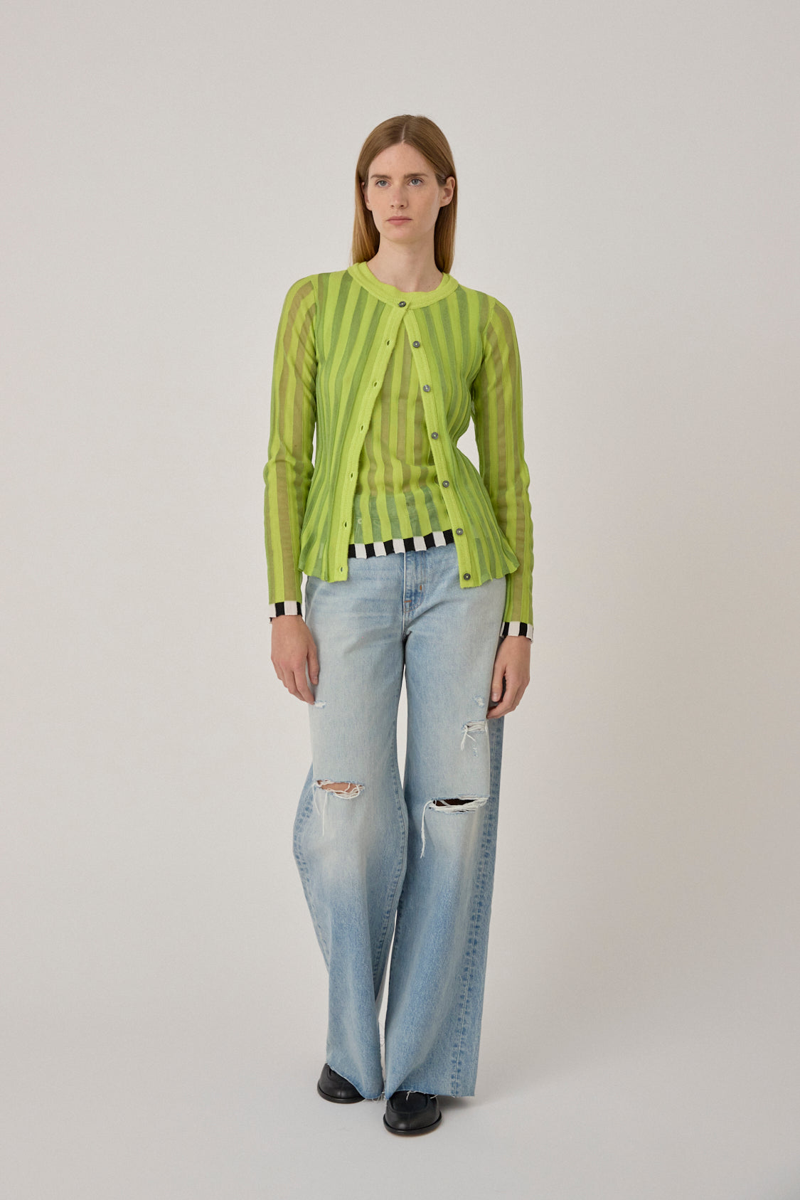 Pleated Cardigan with Alpaca Trim