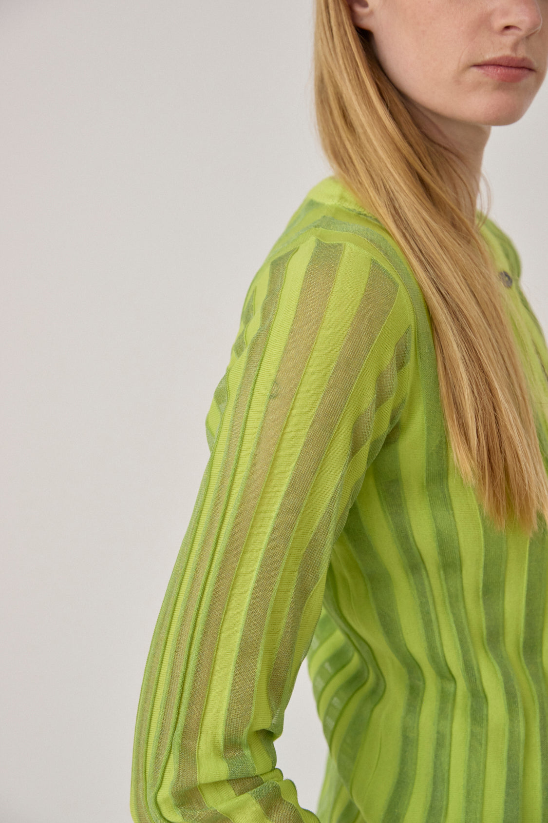 Pleated Cardigan with Alpaca Trim