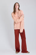 Split Crewneck Sweater - Apricot Melange
