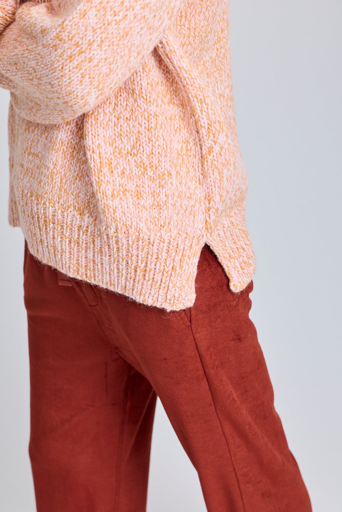 Split Crewneck Sweater - Apricot Melange