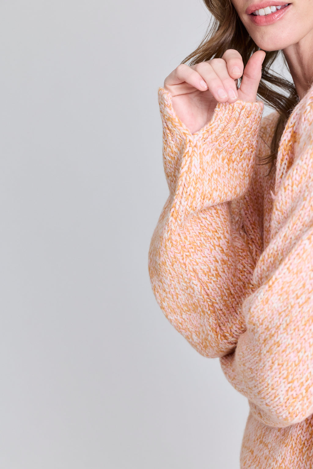Split Crewneck Sweater - Apricot Melange
