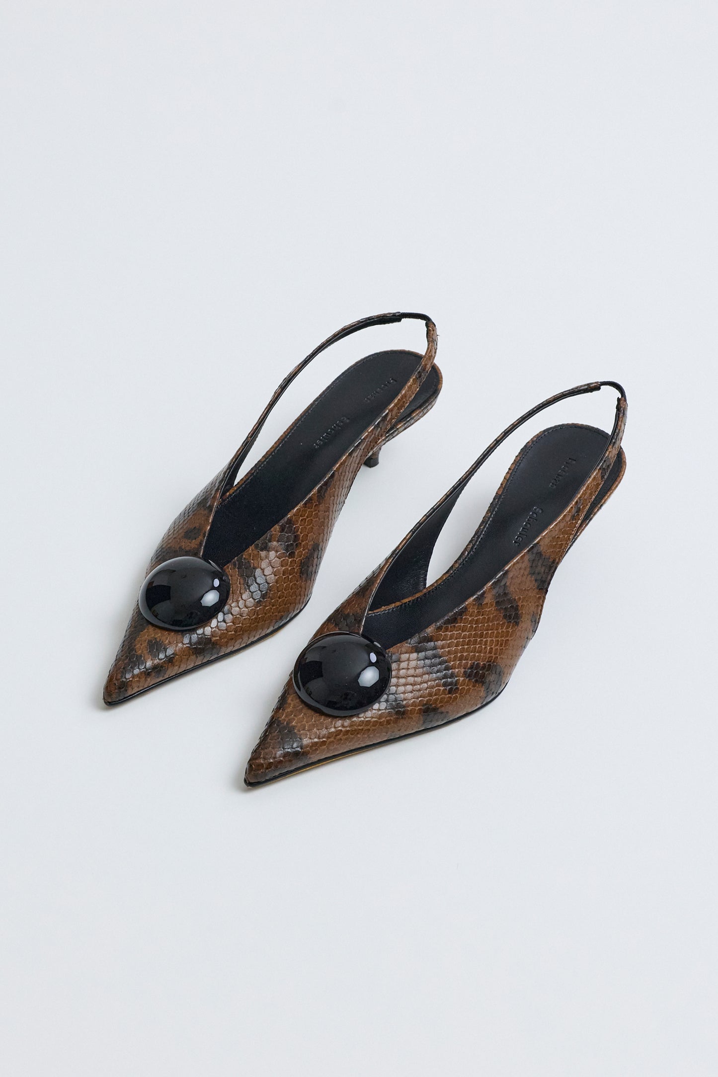Dome Slash Slingbacks - Embossed Python