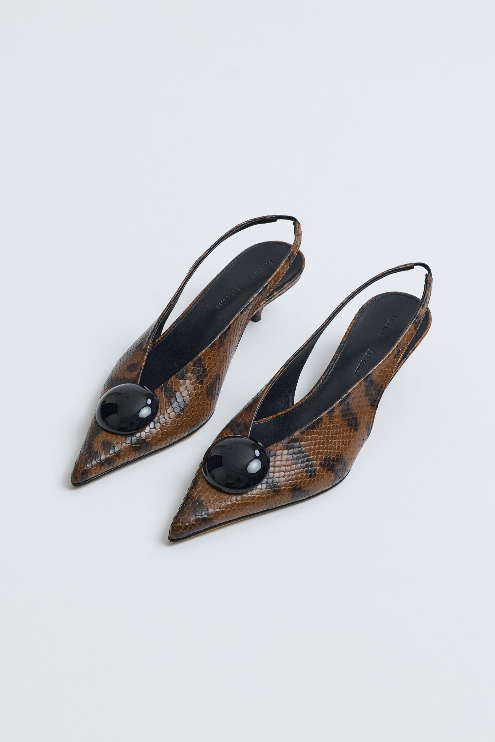 Dome Slash Slingbacks - Embossed Python