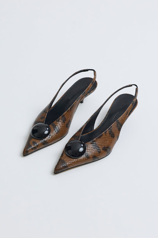 Dome Slash Slingbacks - Embossed Python