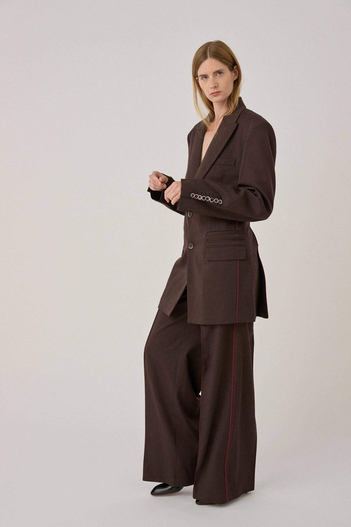 Wide Leg Flat Front Trouser