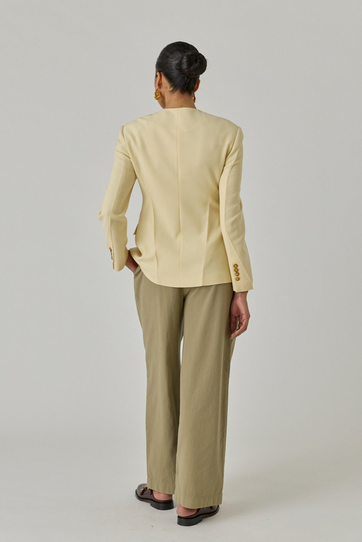 Banding Detail Wide Cotton Pants