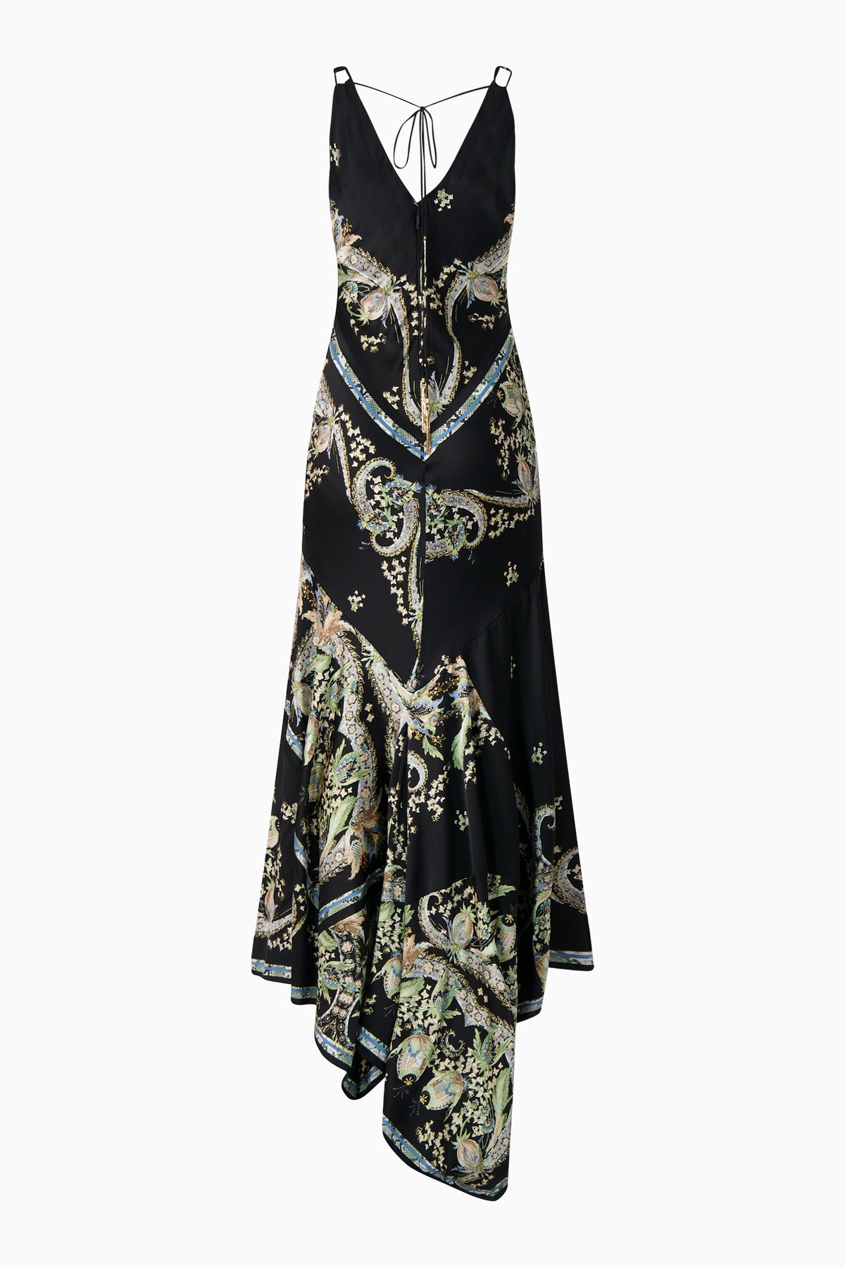 Roberto Cavalli Floral Evening Gown with Metal Tassels